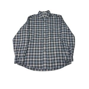 L.L.Bean Mens Flannel Shirt Gray Plaid Traditional Fit Cotton Long Sleeve size L